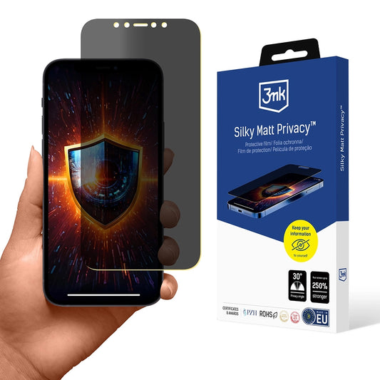 Película protetora de ecrã Matte Privacy 3MK Silky para Apple iPhone 12 / 12 Pro, Plástico