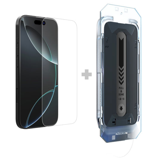 Película protetora de ecrã Nillkin H+ Pro com aplicador para Apple iPhone 16, vidro temperado, cola total