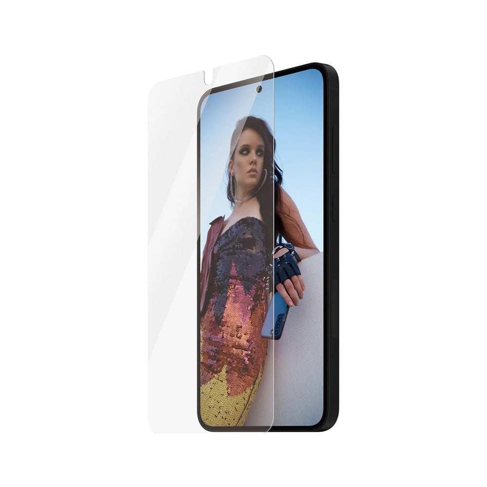 Película Protetora de Ecrã PanzerGlass Safe. Ultra-Wide Fit EasyAligner para Samsung Galaxy S25+ S936 / S24+ S926, Vidro Temperado, Full Glue.