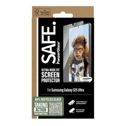 PanzerGlass Safe Screen Protector. Ultra-Wide Fit EasyAligner for Samsung Galaxy S25 Ultra S938, Tempered Glass, Full Glue