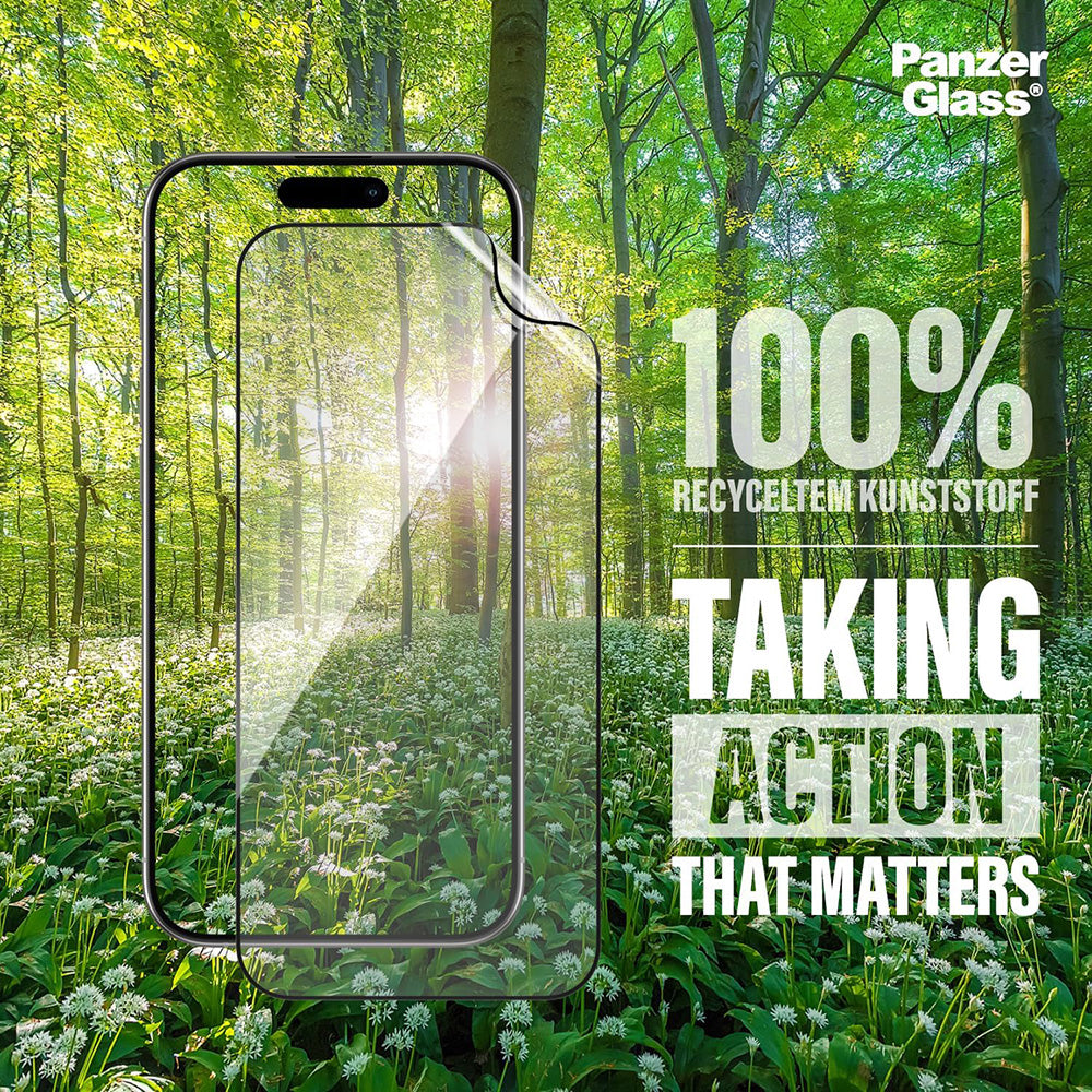 Película Protetora de Ecrã PanzerGlass Ultra-Wide Fit EyeCare para Apple iPhone 16 Pro Max, Vidro Temperado, Full Glue, Preta