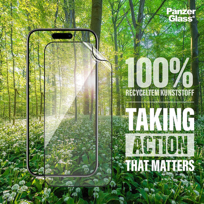 Película Protetora de Ecrã PanzerGlass Ultra-Wide Fit EyeCare para Apple iPhone 16 Pro Max, Vidro Temperado, Full Glue, Preta