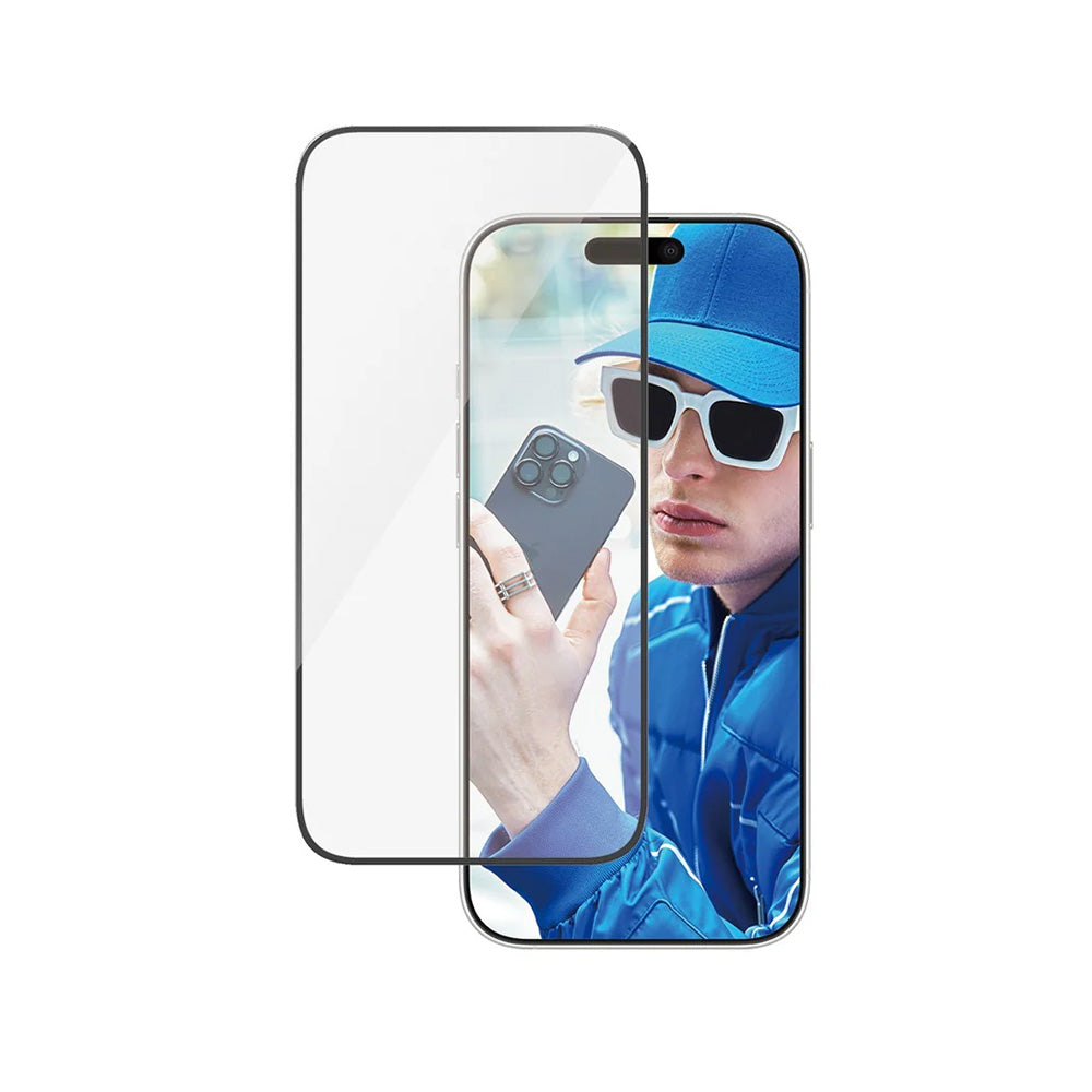 Película Protetora de Ecrã PanzerGlass Ultra-Wide Fit para Apple iPhone 16 Plus / 15 Plus, Vidro Temperado, Full Glue, Preta