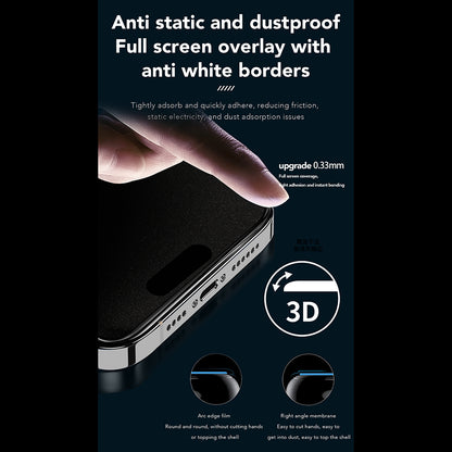 Película protetora de ecrã Privacy Anank 1X Reinforced 360 para Apple iPhone 15 Pro Max, Vidro Temperado, Cola Total, 2.5D