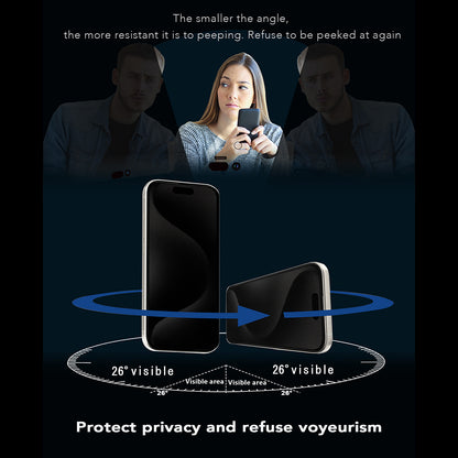 Película protetora de ecrã Privacy Anank 1X Reinforced 360 para Apple iPhone 15 Pro Max, Vidro Temperado, Cola Total, 2.5D
