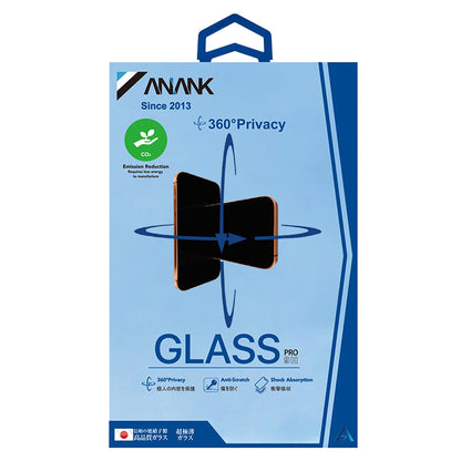 Película protetora de ecrã Privacy Anank 1X Reinforced 360 para Apple iPhone 15 Pro Max, Vidro Temperado, Cola Total, 2.5D