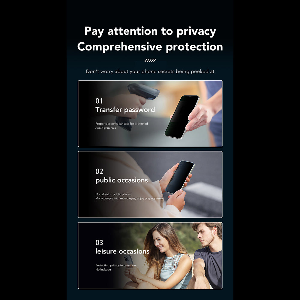 Película protetora de ecrã Privacy Anank 1X Reinforced 360 para Apple iPhone 17e / 16e / 14 / 13 Pro, Vidro Temperado, Cola Total, 2.5D
