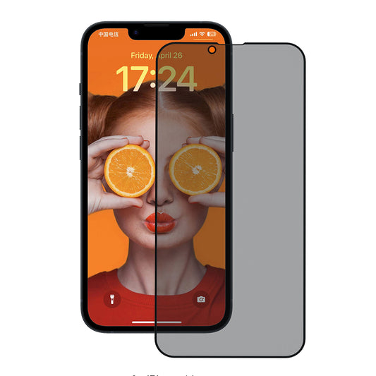 Película protetora de ecrã Privacy Anank 3X Reforçada para Apple iPhone 17e / 16e / 14 / 13 Pro, Vidro Temperado, Cola Total, 2.5D