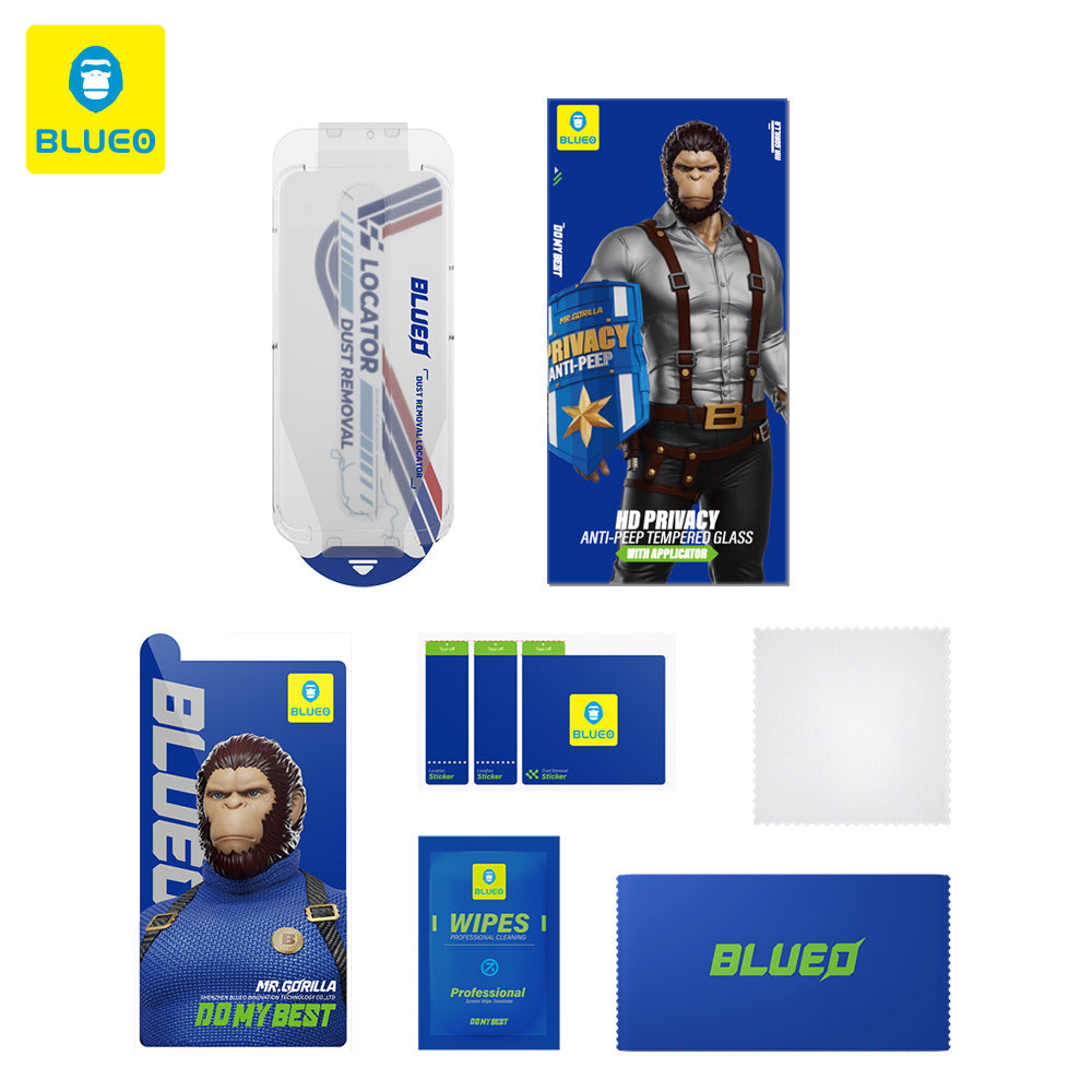 Película protetora de ecrã Privacy Blueo Anti-Peep Applicator Pro para Apple iPhone 15 Pro Max, Vidro Temperado, Cola Total