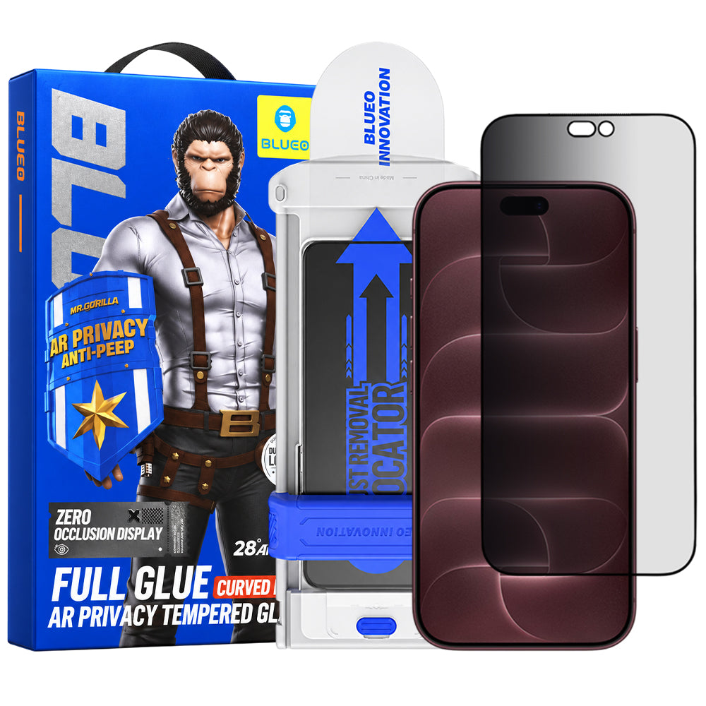 Película de Proteção de Ecrã Privacy Blueo Anti Peep AR Applicator Pro para Apple iPhone 18 Pro Max, Vidro Temperado, Full Glue, 3D