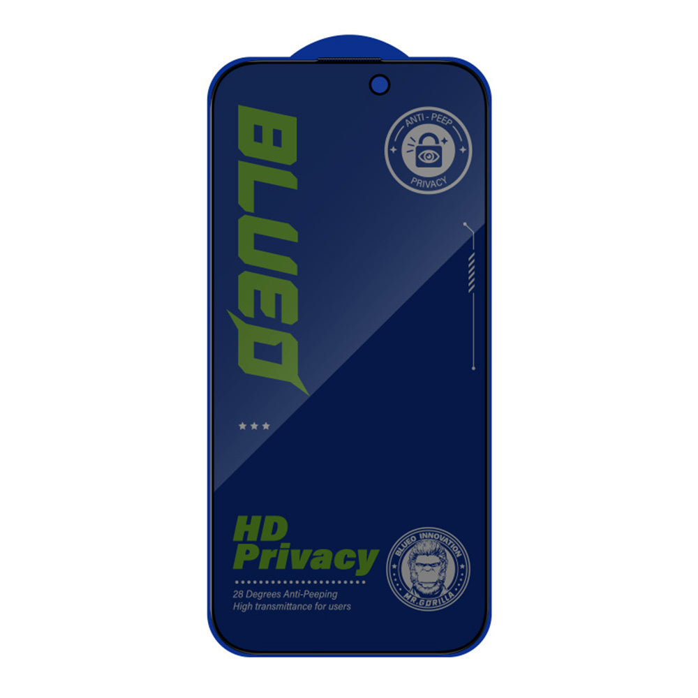 Película de proteção de ecrã Privacy Blueo Anti-Peep para Apple iPhone 15 Pro Max, Vidro Temperado, Cola Total