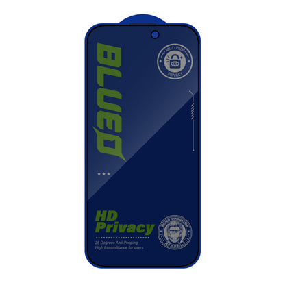 Película de proteção de ecrã Privacy Blueo Anti-Peep para Apple iPhone 15 Pro Max, Vidro Temperado, Cola Total