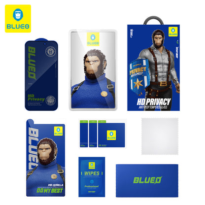 Película de proteção de ecrã Privacy Blueo Anti-Peep para Apple iPhone 15 Pro Max, Vidro Temperado, Cola Total