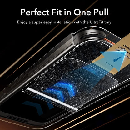 Película protetora de ecrã Privacy ESR Armorite Pro UltraFit para Apple iPhone 18 Pro Max, Vidro Temperado, Cola Total, Conjunto de 3 unidades