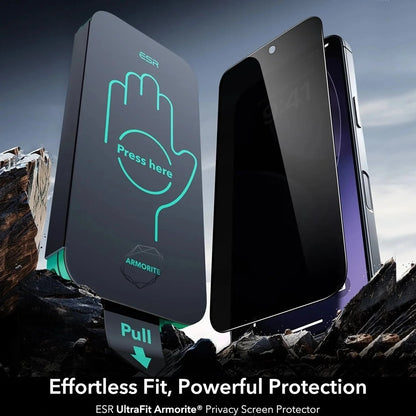 Película de Proteção Ecrã Privacy ESR Armorite UltraFit para Apple iPhone 17 Air, Vidro Temperado, Full Glue, Conjunto 3 peças