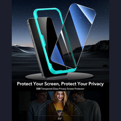 Película de Proteção Ecran Privacy ESR para Apple iPhone 17 Air, Vidro Temperado, Full Glue, Conjunto de 3 peças