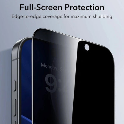 Película de Proteção Ecran Privacy ESR UltraFit para Apple iPhone 17 / 16 Pro, Vidro Temperado, Full Glue, Conjunto de 3 peças