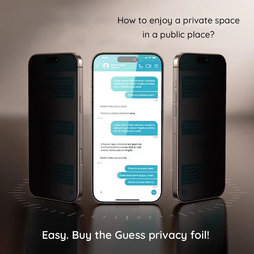 Privacy Screen Protector Guess for Apple iPhone 16 Pro Max, Tempered Glass, Full Glue, 2.5D, GUTGP16XBOKGCIP