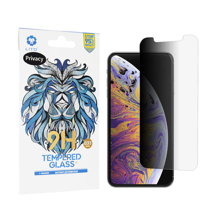Película de proteção de ecrã Privacy Lito Classic para Apple iPhone 11 Pro Max / XS Max, Vidro Temperado, Cola Total, 2.5D