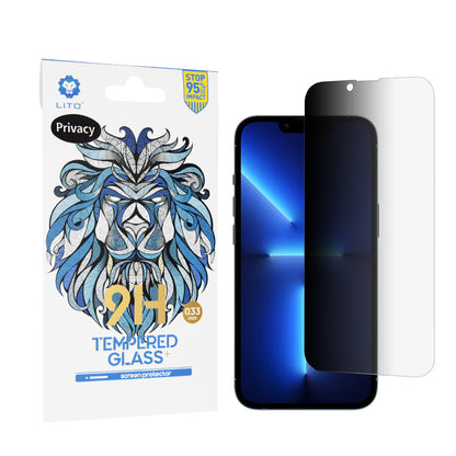 Película de proteção de ecrã Privacy Lito Classic para Apple iPhone 14 Plus / 13 Pro Max, Vidro Temperado, Cola Total, 2.5D