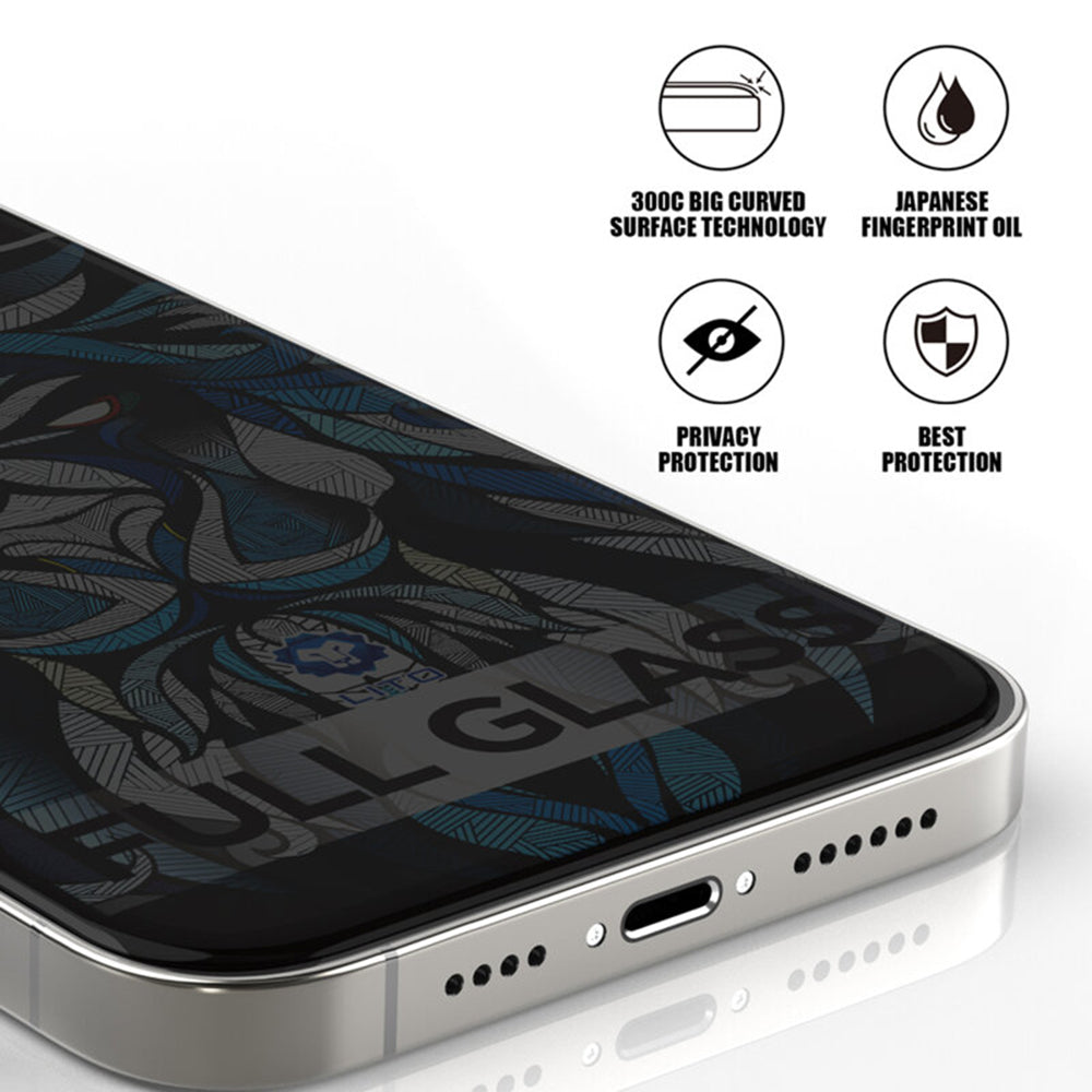 Película de Proteção de Ecrã Privacy Lito D+ Max 300C para Apple iPhone 17 Pro Max, Vidro Temperado, Full Glue