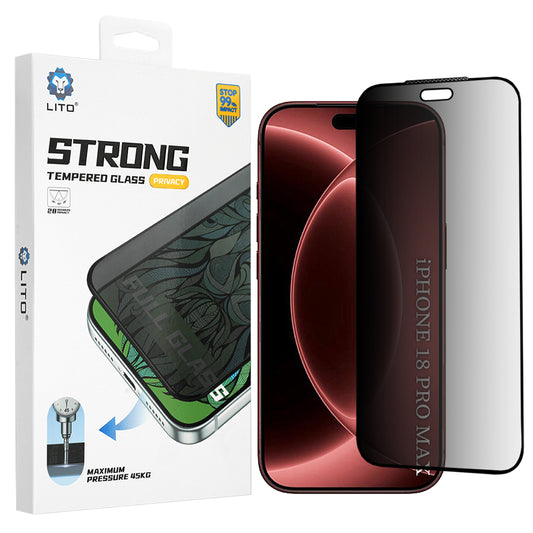 Película de proteção de ecrã Privacy Lito D+ Max Strong para Apple iPhone 18 Pro Max, Vidro Temperado, Cola Total
