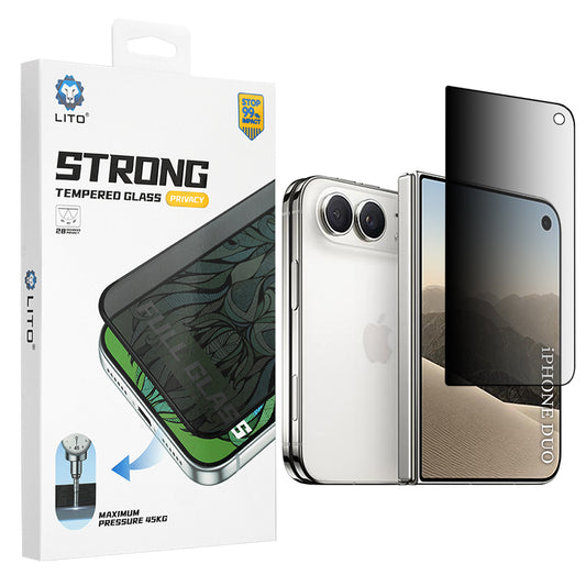 Película de proteção Ecrã Exterior Privacy Lito D+ Max Strong para Apple iPhone Duo, Vidro Temperado, Cola Total