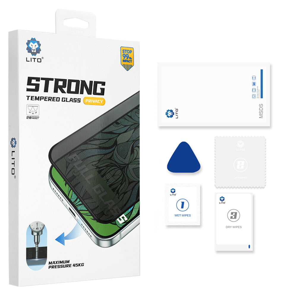 Película de proteção Ecrã Exterior Privacy Lito D+ Max Strong para Apple iPhone Duo, Vidro Temperado, Cola Total