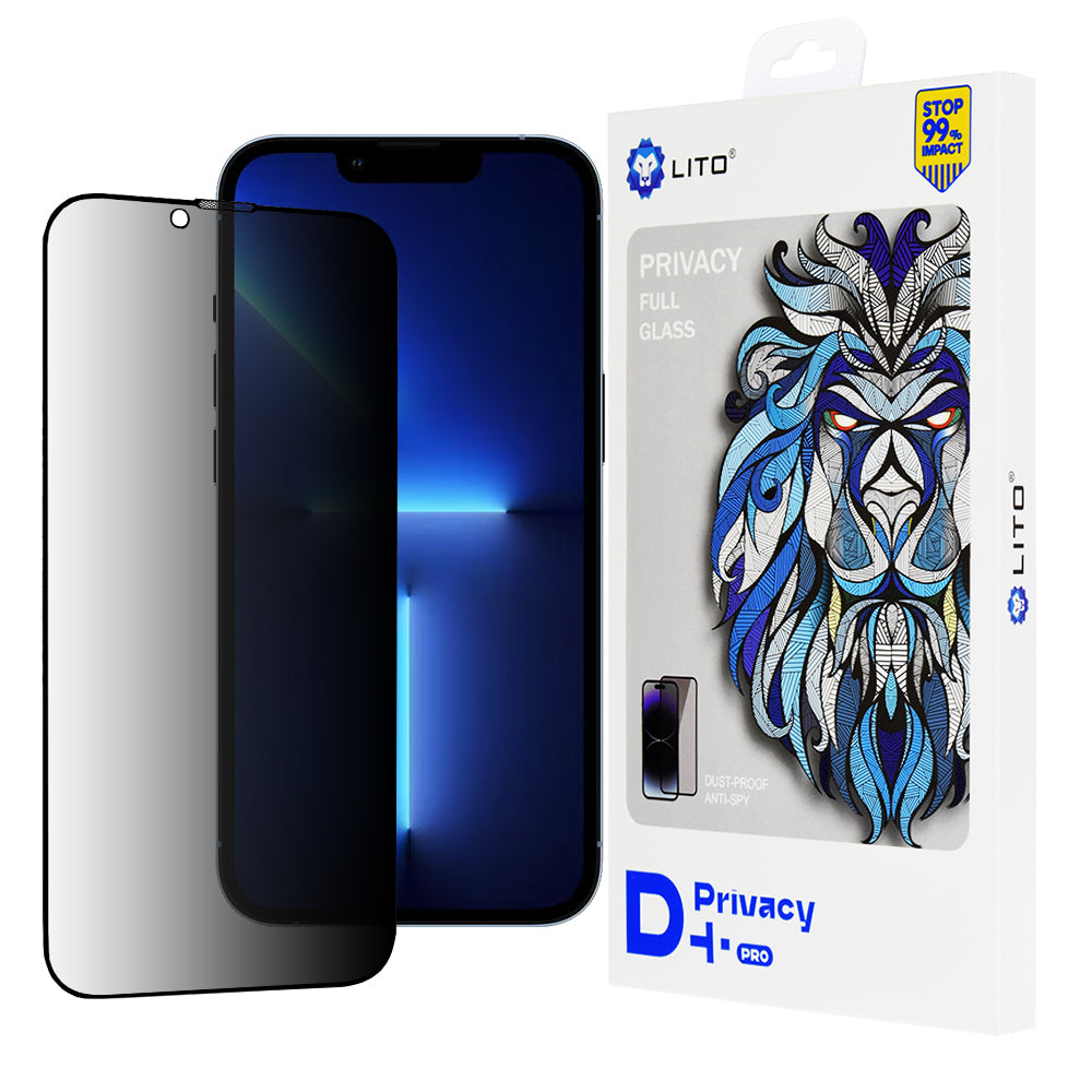 Película de proteção de ecrã Privacy Lito D+ Pro para Apple iPhone 14 Plus / 13 Pro Max, Vidro Temperado, Cola Total