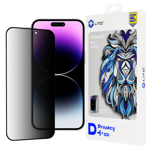 Película de proteção de ecrã Privacy Lito D+ Pro para Apple iPhone 14 Pro Max, Vidro Temperado, Cola Total