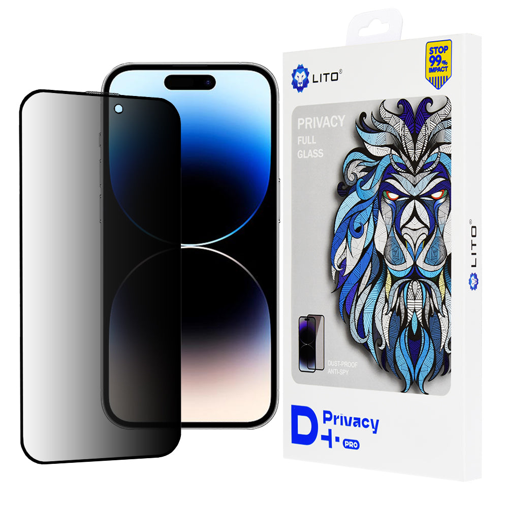 Película de proteção de ecrã Privacy Lito D+ Pro para Apple iPhone 14 Pro, Vidro Temperado, Cola Total