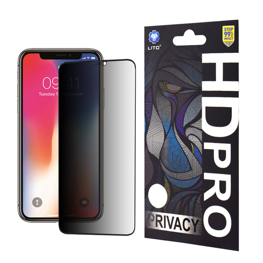 Película de proteção de ecrã Privacy Lito HD Pro para Apple iPhone 11 Pro / XS / X, Vidro Temperado, Cola Total