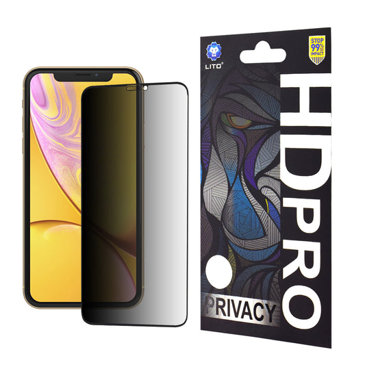 Película de proteção de ecrã Privacy Lito HD Pro para Apple iPhone 11 / XR, Vidro Temperado, Cola Total