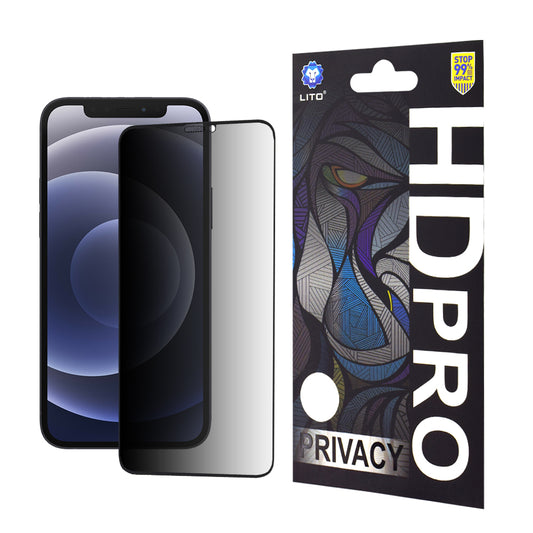 Película de proteção de ecrã Privacy Lito HD Pro para Apple iPhone 12 / 12 Pro, Vidro Temperado, Cola Total