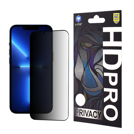 Película de proteção de ecrã Privacy Lito HD Pro para Apple iPhone 14 Plus / 13 Pro Max, Vidro Temperado, Cola Total
