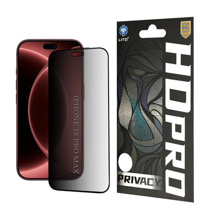 Película de proteção de ecrã Privacy Lito HD Pro para Apple iPhone 18 Pro Max, Vidro Temperado, Cola Total