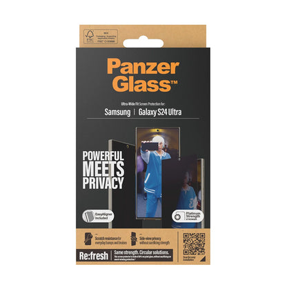 Privacy Screen Protector PanzerGlass Ultra-Wide Fit EasyAligner for Samsung Galaxy S24 Ultra S928, Tempered Glass, Full Glue