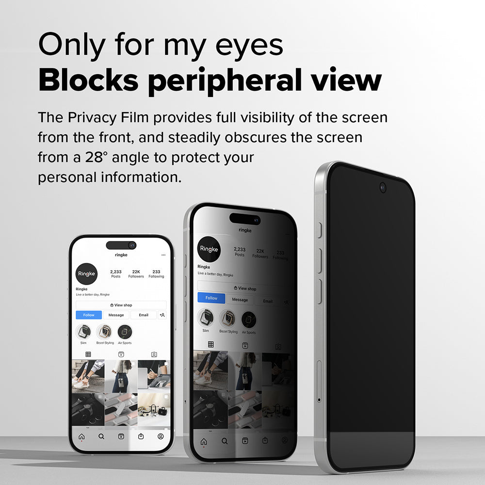 Película de Proteção de Ecrã Privacy Ringke Easy Slide para Apple iPhone 16 Plus / 15 Plus, Vidro Temperado, Colagem Total, Conjunto de 2 Peças