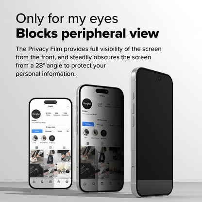 Película de Proteção de Ecrã Privacy Ringke Easy Slide para Apple iPhone 16 Plus / 15 Plus, Vidro Temperado, Colagem Total, Conjunto de 2 Peças