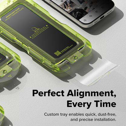 Película de proteção de ecrã Privacy Ringke Easy Slide para Apple iPhone 17 Pro, Vidro Temperado, Cola Total, Conjunto de 2 unidades
