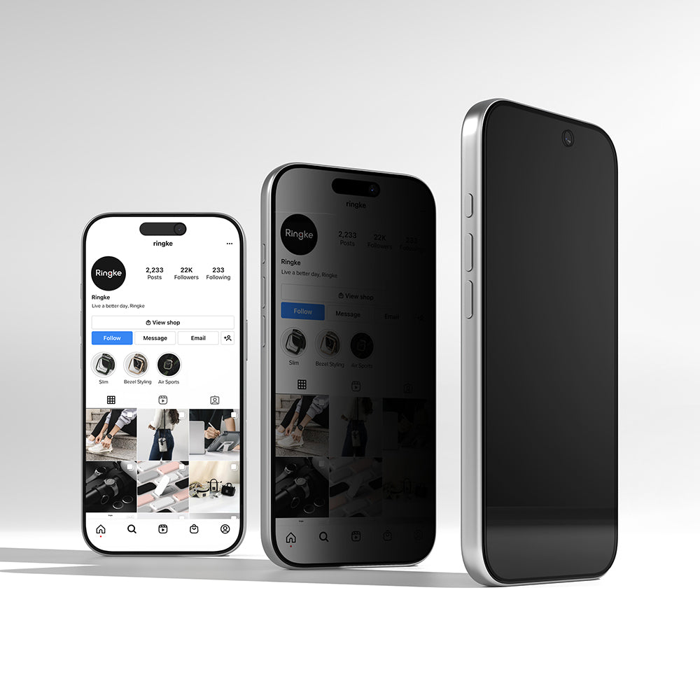 Película de proteção de ecrã Privacy Ringke Easy Slide para Apple iPhone 18 Pro Max, Vidro Temperado, Cola Total, Conjunto de 2 unidades