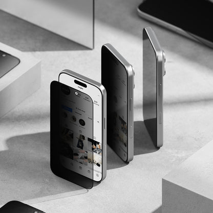Película de proteção de ecrã Privacy Ringke Easy Slide para Apple iPhone 18 Pro Max, Vidro Temperado, Cola Total, Conjunto de 2 unidades