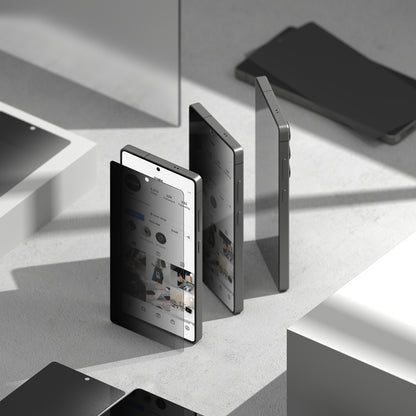 Película protetora de ecrã Privacy Ringke Easy Slide para Samsung Galaxy S25+ S936, Vidro Temperado, Cola Total, Conjunto de 2 unidades