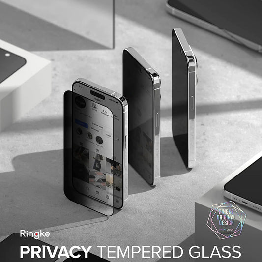 Película de Proteção de Ecrã Privacy Ringke para Apple iPhone 15 Pro, Vidro Temperado, Full Glue