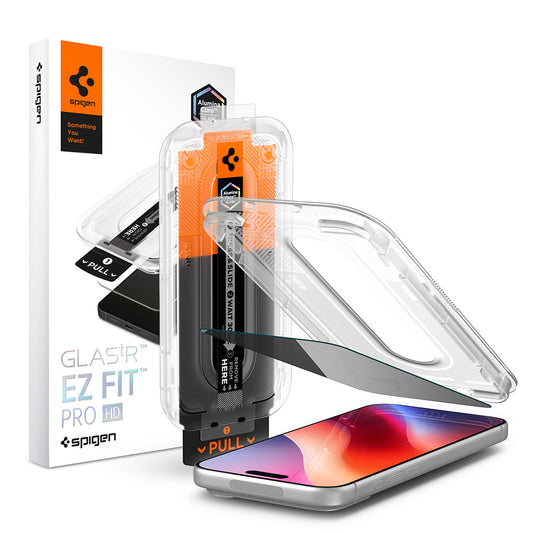 Película protetora de ecrã Privacy Spigen GlastR EZ FIT Pro HD para Apple iPhone 18 Pro Max, Vidro Temperado, Cola Total AGL12034
