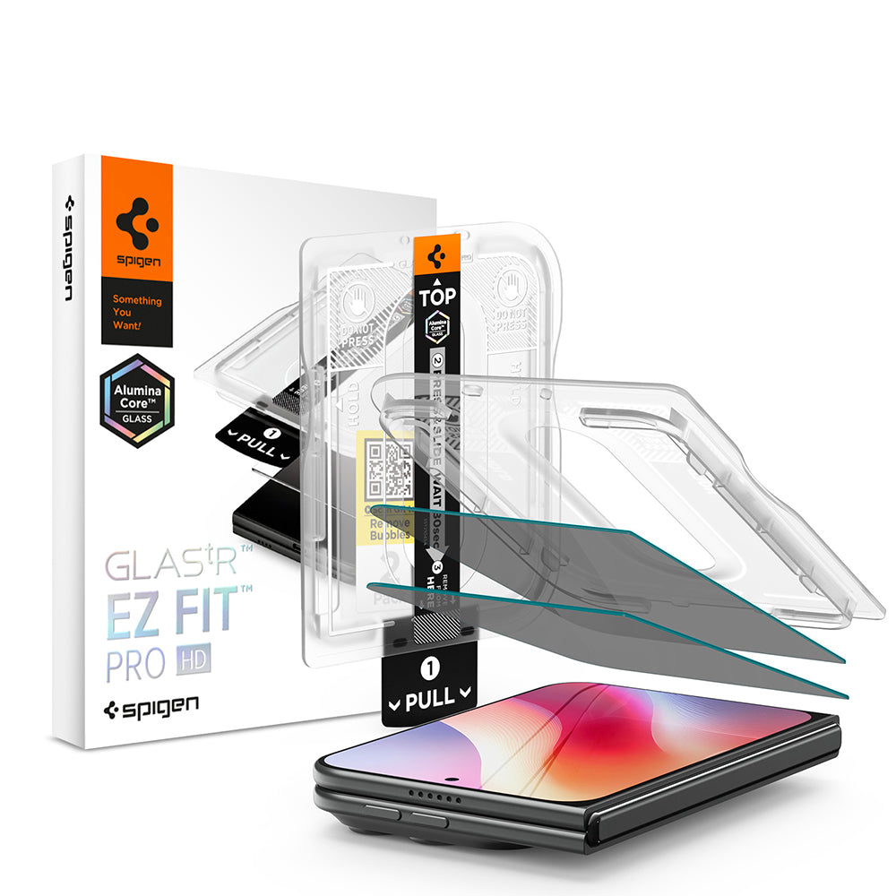 Película protetora de ecrã Privacy Spigen GlastR EZ FIT Pro HD para Apple iPhone Duo, Vidro Temperado, Cola Total, Conjunto de 2 peças AGL12015