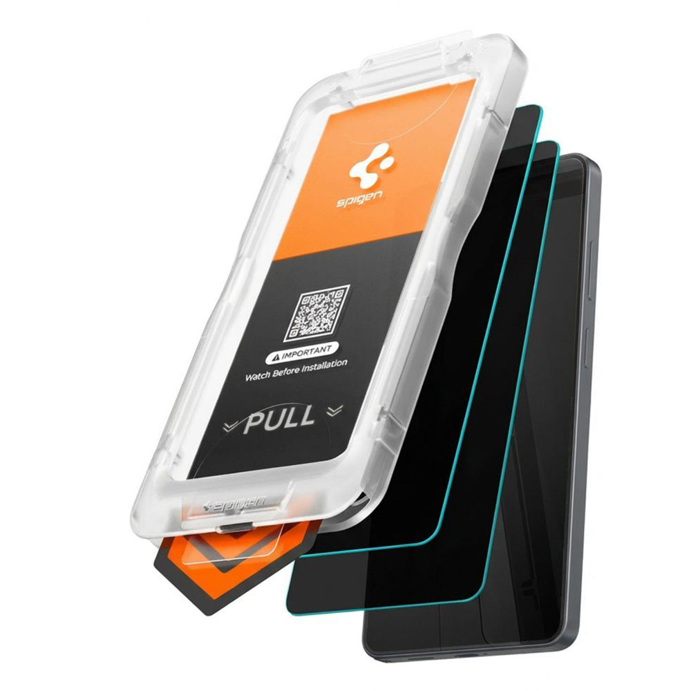 Película de Proteção Ecrã Privacy Spigen GlastR EZ FIT Pro HD para Samsung Galaxy S26 S942, Vidro Temperado, Colagem Total, Conjunto 2 peças AGL11096