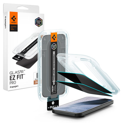 Película protetora de ecrã Privacy Spigen GlastR EZ FIT Pro para Google Pixel 11 Pro / 10 Pro, Vidro Temperado, Cola Total, Conjunto de 2 unidades AGL11481
