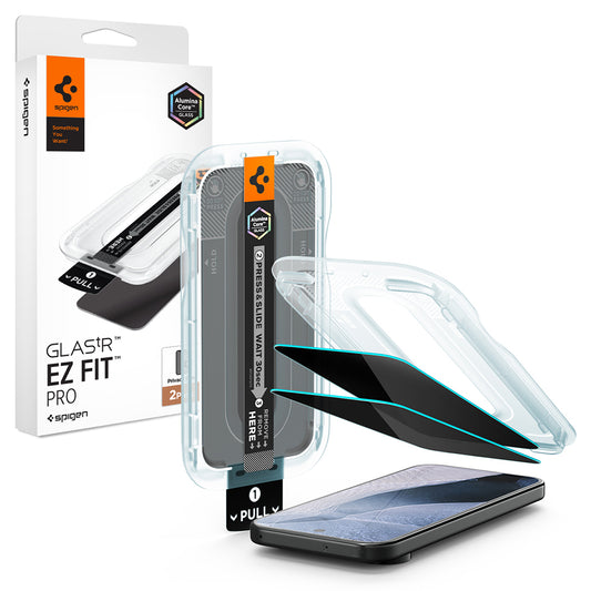Película protetora de ecrã Privacy Spigen GlastR EZ FIT Pro para Google Pixel 11 Pro / 10 Pro, Vidro Temperado, Cola Total, Conjunto de 2 unidades AGL11481