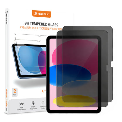 Película protetora de ecrã Privacy Techsuit ArmorGlass CrystalHD para Apple iPad (2025) / (2022), Vidro Temperado, Cola Total, Conjunto de 2 unidades